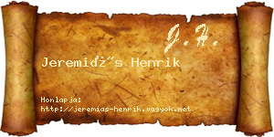 Jeremiás Henrik névjegykártya