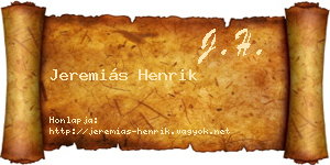 Jeremiás Henrik névjegykártya